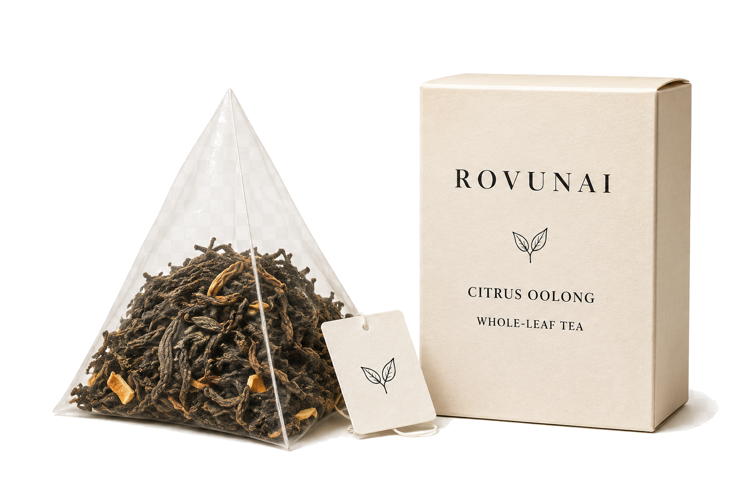 Citrus Oolong pyramid sachet and presentation box